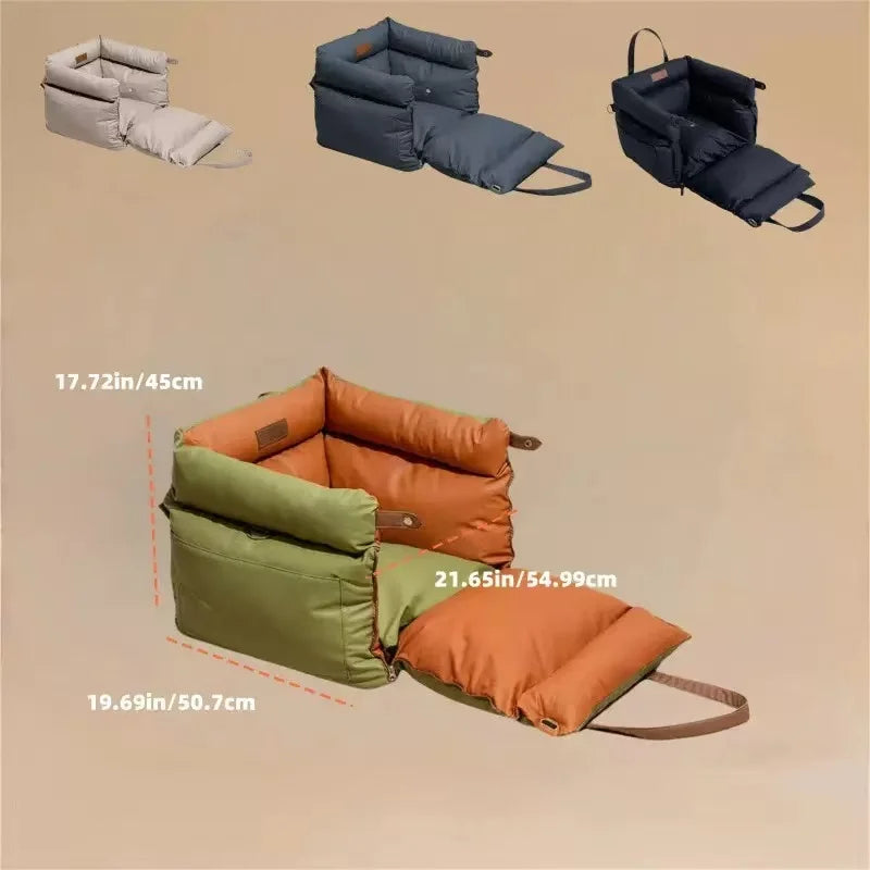 Deluxe Faux Leather Dog Car Seat Booster Bed - Urban Voyager